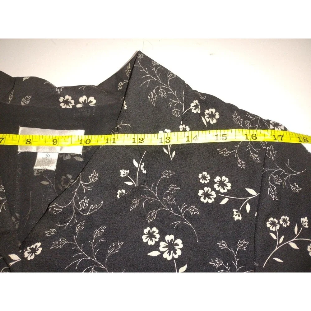Casual Corner Annex Black White Floral Maxi Dress Sweetheart Collar Button Vneck - Picture 10 of 12